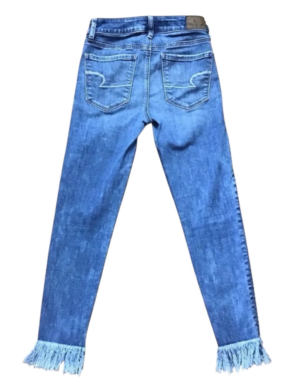 Aeo jeans high rise jegging ripped bottom ankle distressed jeans size 2 cropped